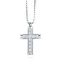 Stainless Steel 22" Cubic Zirconia Cross