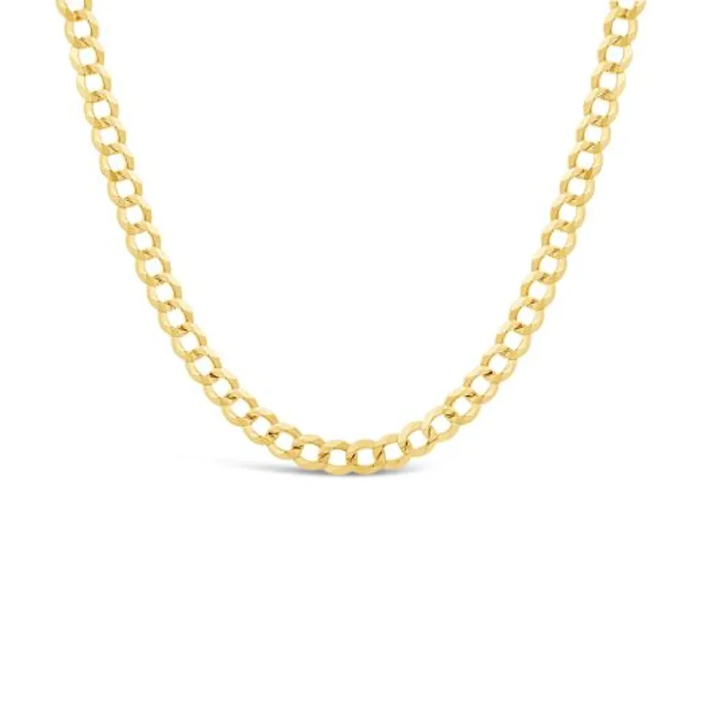 14K Yellow Gold 18" Diamond Cut Concave Curb Chain