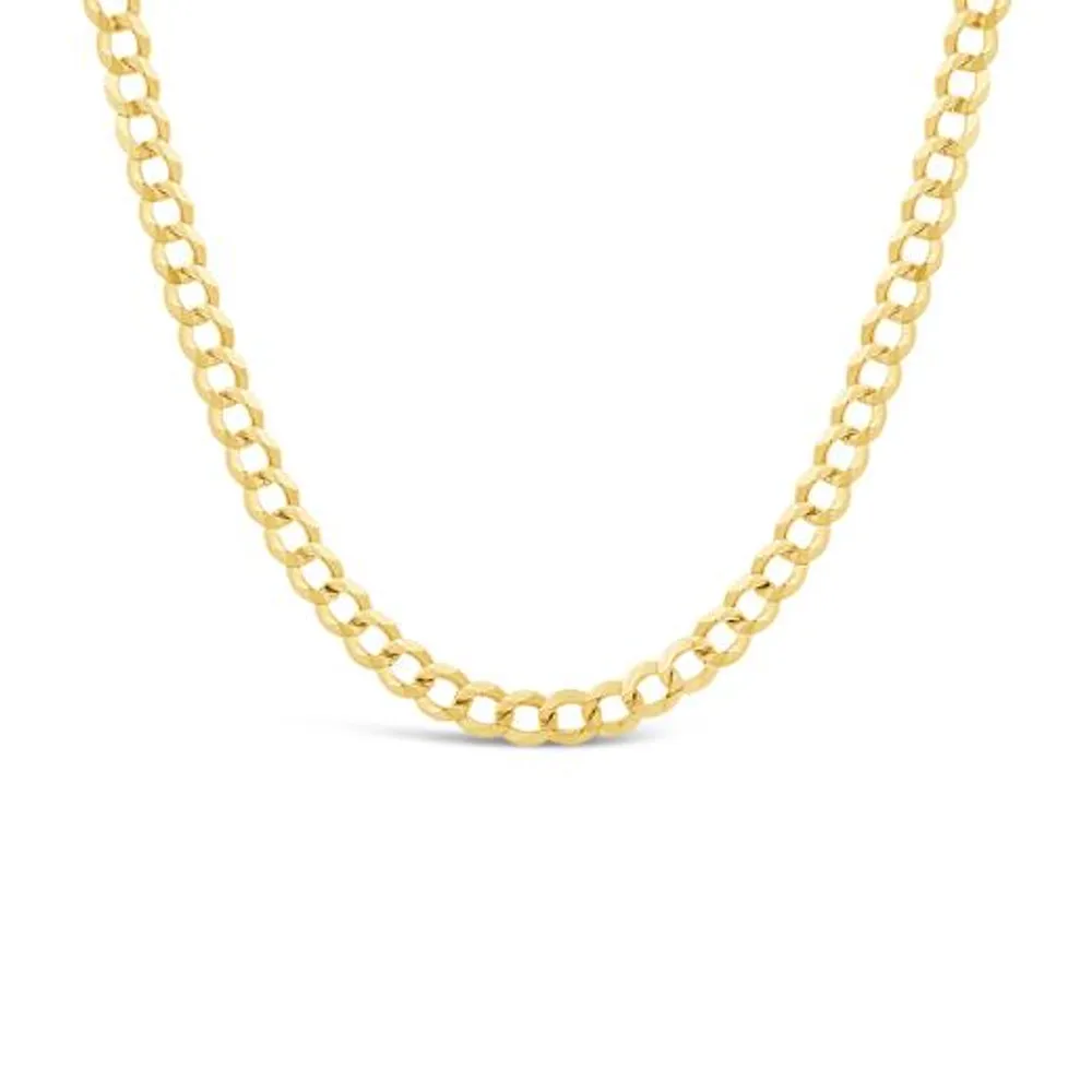 14K Yellow Gold 20" Diamond Cut Concave Curb Chain