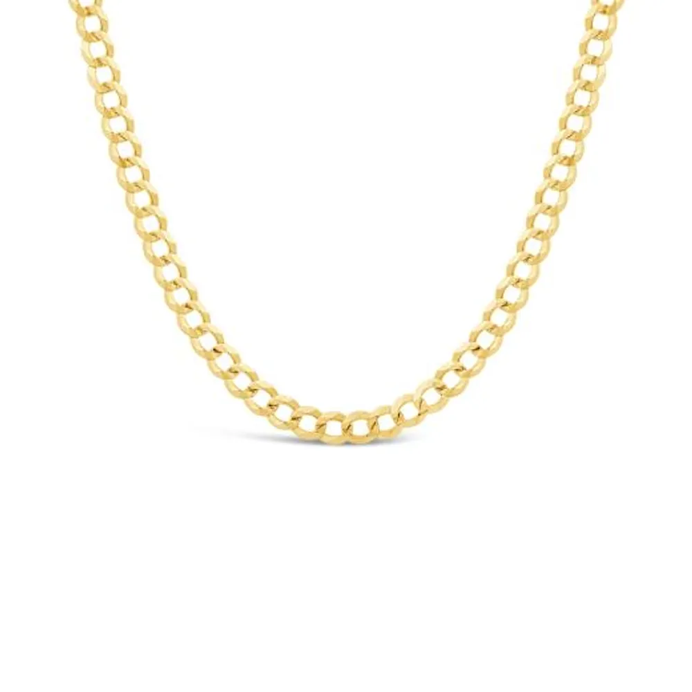 14K Yellow Gold 24" Diamond Cut Concave Curb Chain