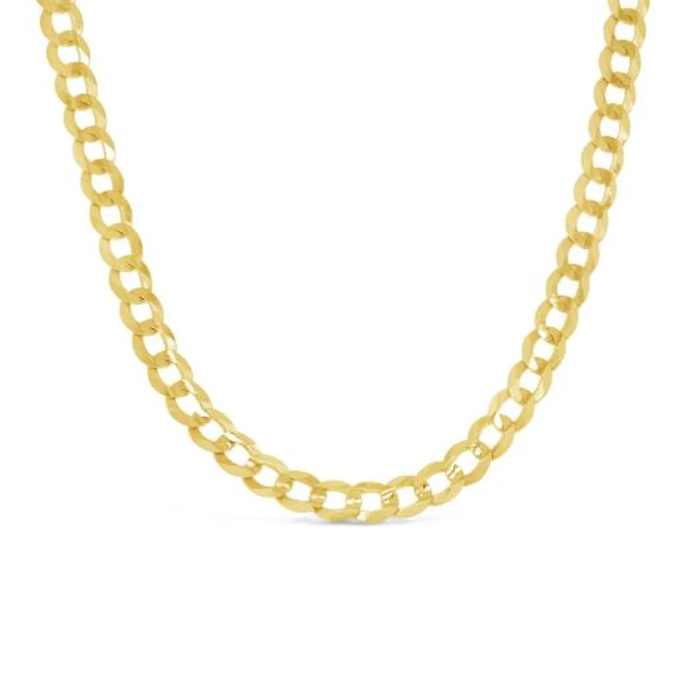 14K Yellow Gold 18" Diamond Cut Concave Curb Chain