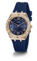 Guess Women's Rose Gold-Tone Crystal with Silicone Strap Watch