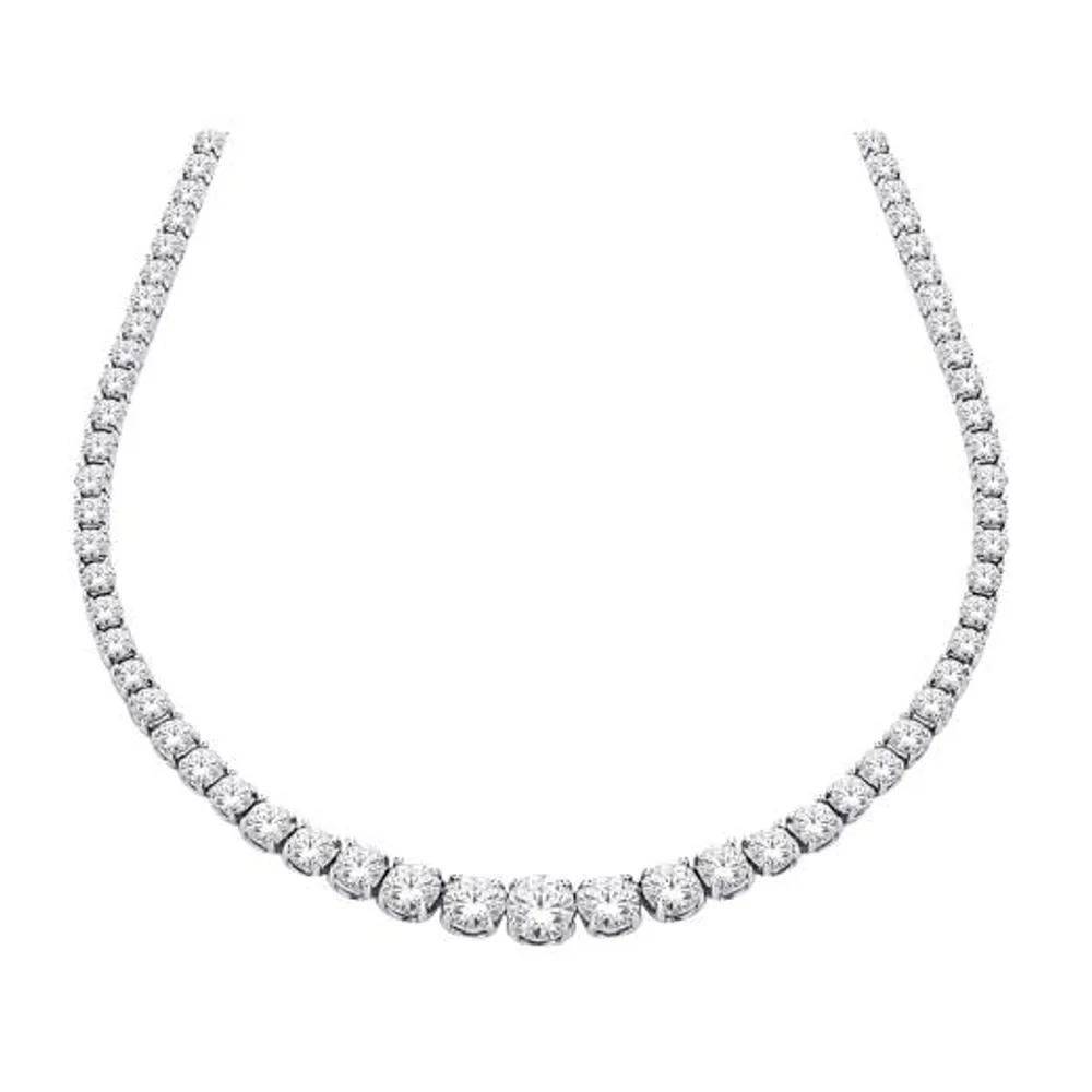 14K White Gold Diamond 3.20CTW Riviera Necklace