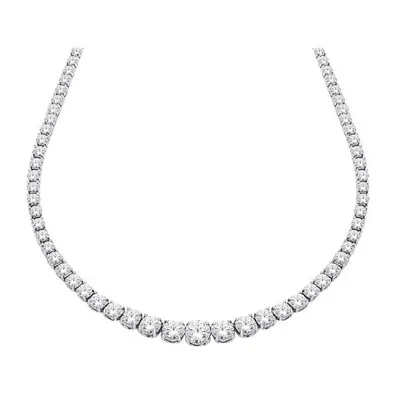 14K White Gold Diamond 3.20CTW Riviera Necklace