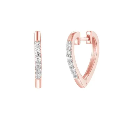 Sterling Silver Cubic Zirconia Heart Hoop Earrings