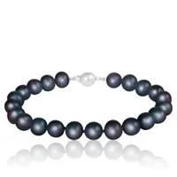 Sterling Silver Black Freshwater Pearl 8" Bracelet