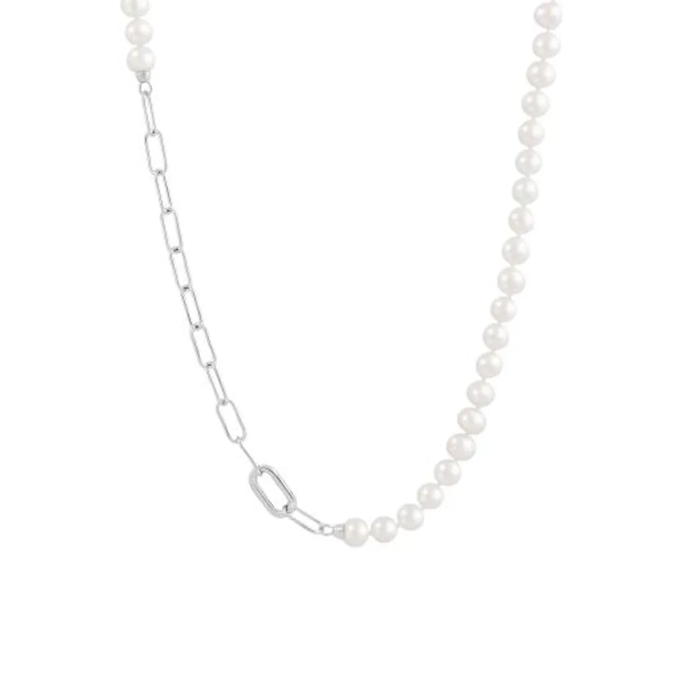 Sterling Silver 8-9mm Freshwater Pearl 22" Necklace