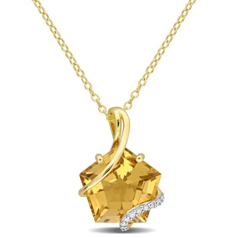 Julianna B Sterling Silver Citrine & Diamond Necklace