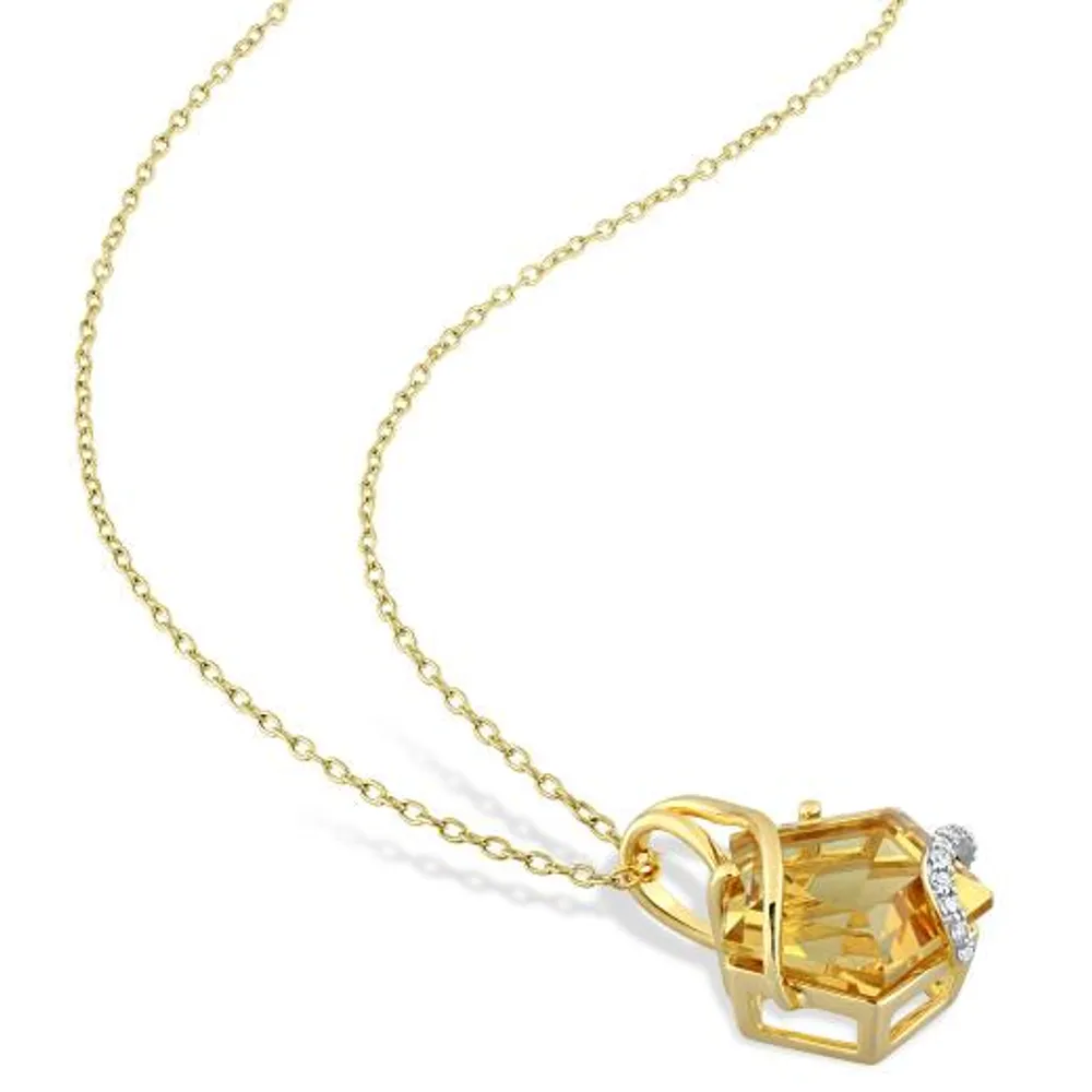 Julianna B Sterling Silver Citrine & Diamond Necklace