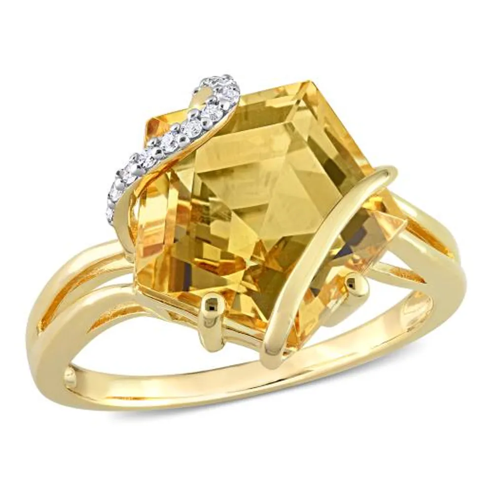 Julianna B Sterling Silver Citrine & Diamond Ring