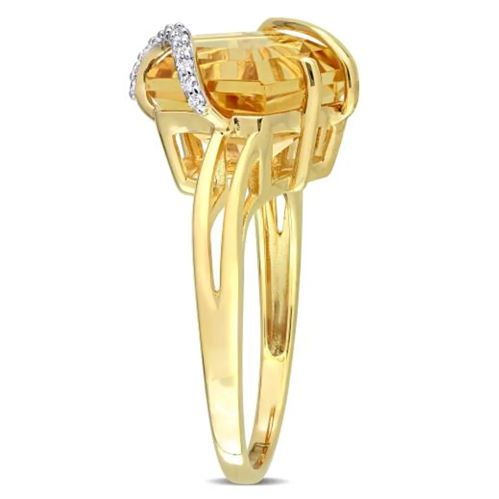 Julianna B Sterling Silver Citrine & Diamond Ring