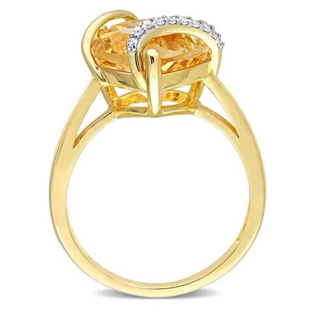 Julianna B Sterling Silver Citrine & Diamond Ring