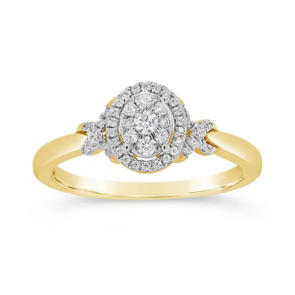 10K Yellow Gold 0.26CTW Diamond Oval Shape Promise Ring