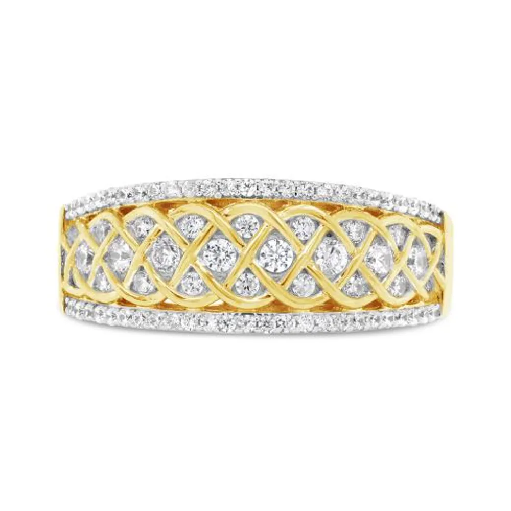 10K Yellow Gold 0.50CTW Diamond Wave Band