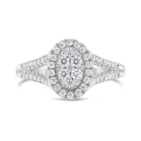 10K White Gold 0.50CTW Diamond Oval Look Fashion Ring