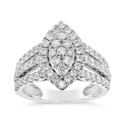 10K White Gold Diamond Marquise Shaped Fashion Ring 1.50CTW I2/HIJ