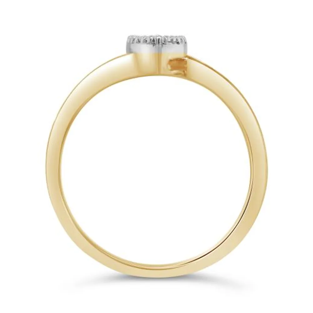 10K Yellow Gold 0.10CTW Diamond Marquise Shaped Promise Ring