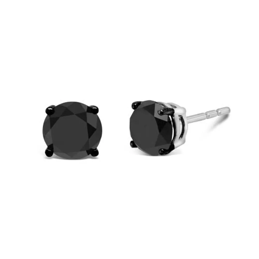 10K White Gold 1.95CTW Black Diamond Stud Earrings