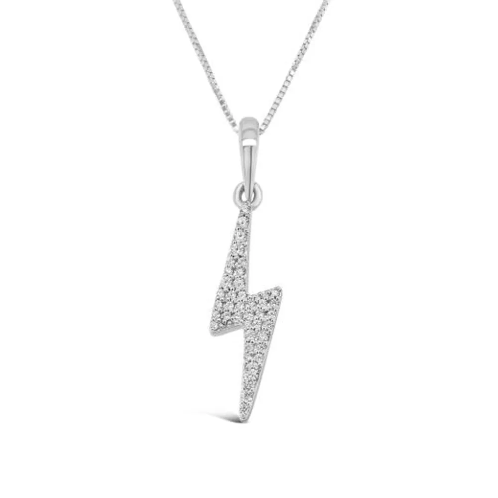 Sterling Silver 0.10CTW Diamond Lightning Bolt Pendant