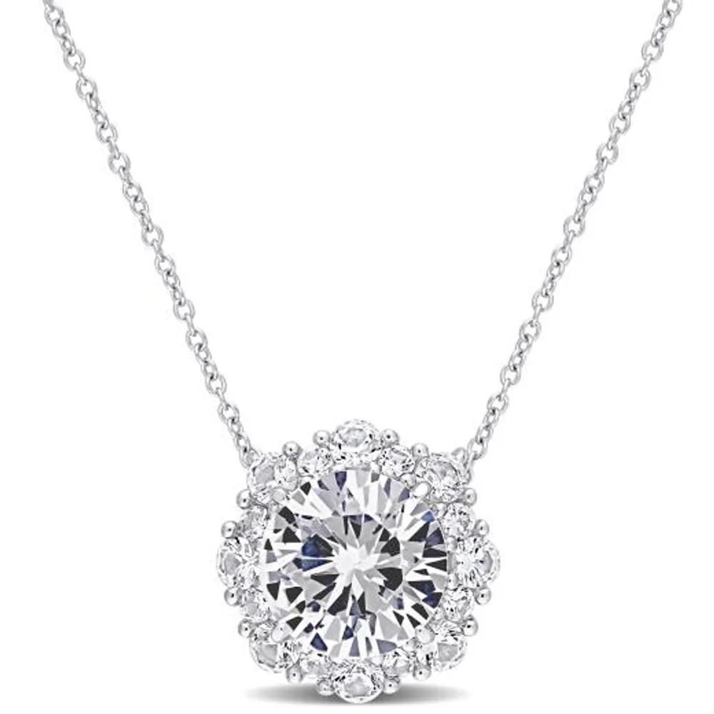 Julianna B 10K White Gold Created White Sapphire Pendant