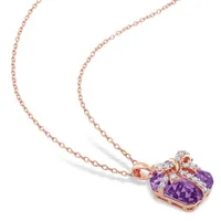 Julianna B Rose Plated Sterling Silver Amethyst and White Topaz Pendant