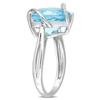Julianna B Sterling Silver Blue Topaz and Diamond Ring