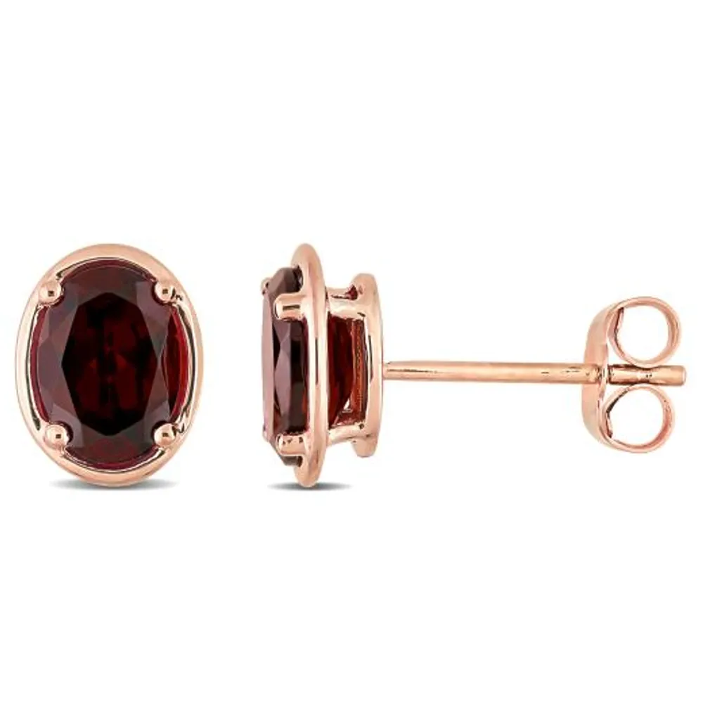 Julianna B 14K Rose Gold Oval Garnet Stud Earrings