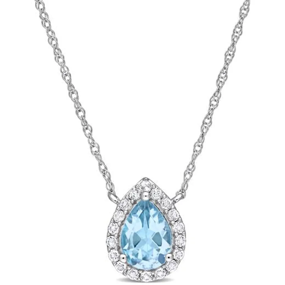 Julianna B 10K White Gold Sky Blue Topaz and White Topaz Necklace