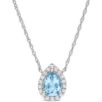 Julianna B 10K White Gold Sky Blue Topaz and White Topaz Necklace