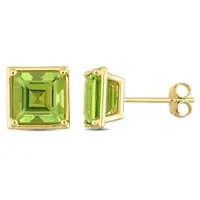 Julianna B 14K Yellow Gold Square Peridot Stud Earrings