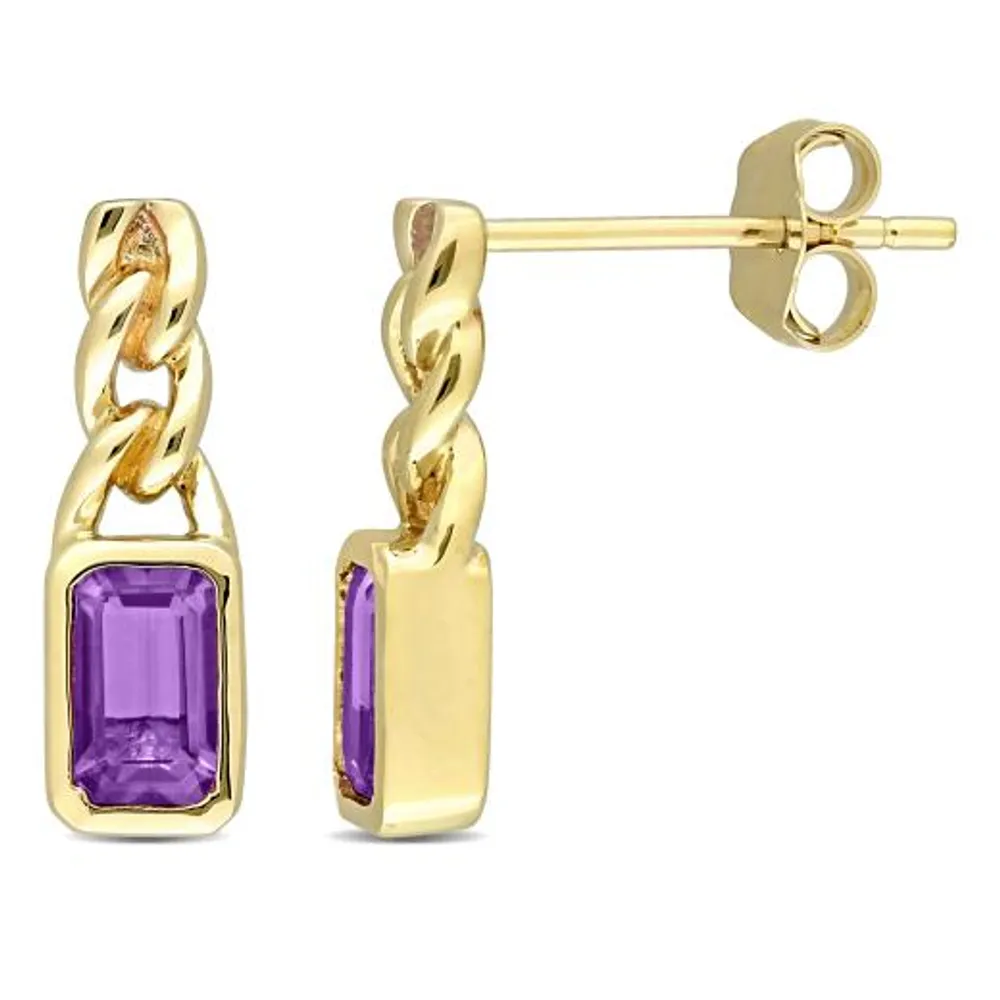 Julianna B 10K Yellow Gold Octagon Amethyst Earrings