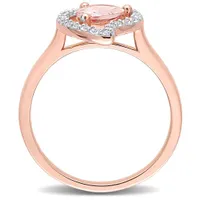 Julianna B Rose Plated Sterling Silver Morganite and White Topaz Ring