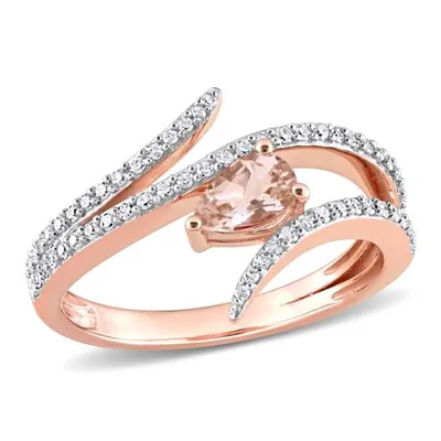 Julianna B 10K Rose Gold Pear Morganite and Diamond Ring