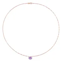 Julianna B 10K Rose Gold Oval Amethyst and Diamond Necklace