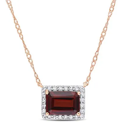 Julianna B 10K Rose Gold Garnet and Diamond Necklace