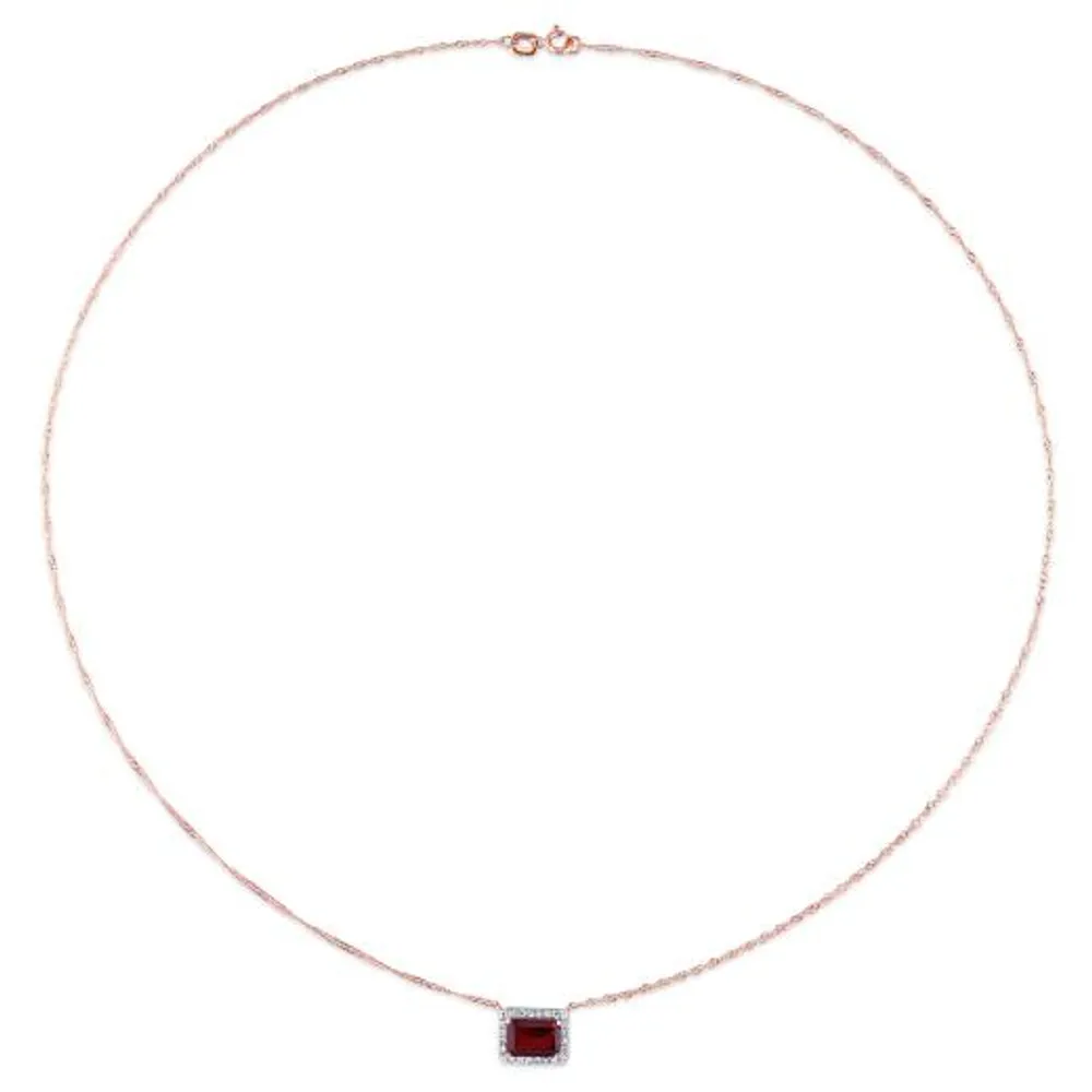 Julianna B 10K Rose Gold Garnet and Diamond Necklace