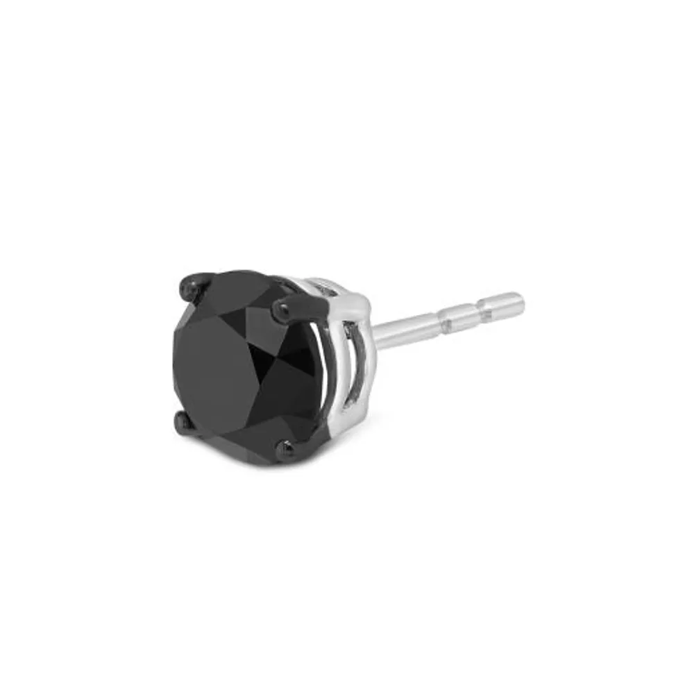 10K White Gold 0.95CT Black Diamond Single Stud Earring