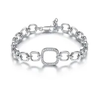 Sterling Silver Cubic Zirconia Square Bracelet