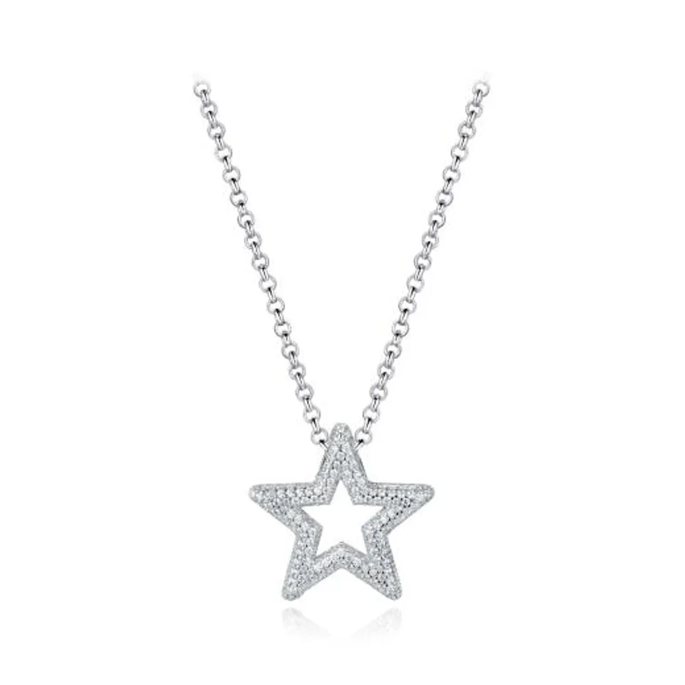 Sterling Silver 19" Cubic Zirconia Star Pendant