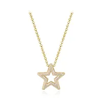 Sterling Silver Yellow Plated 19" Cubic Zirconia Star Pendant