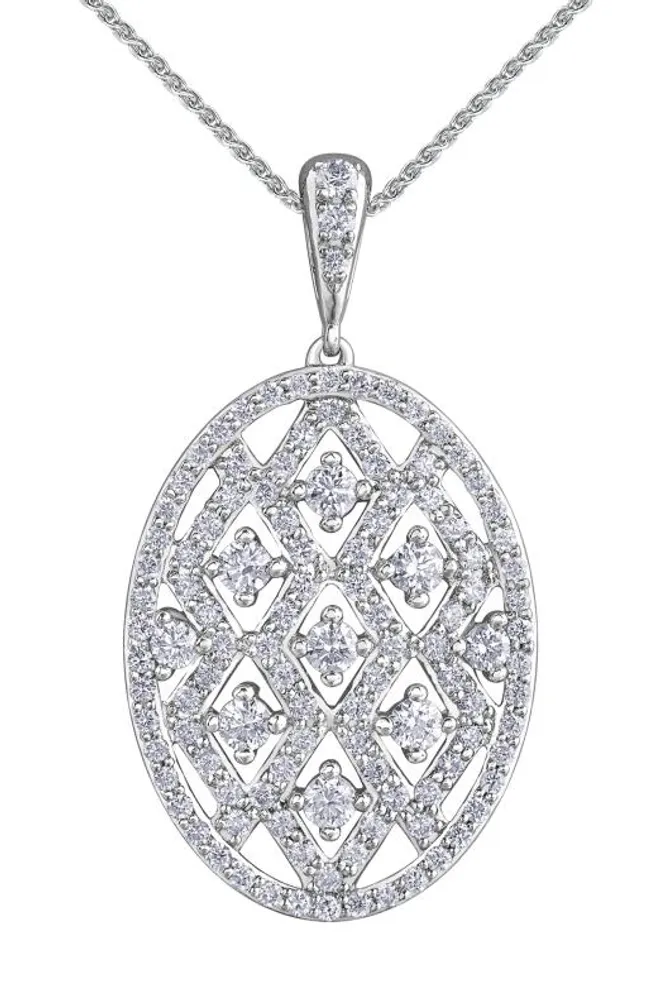 10K White Gold 1.00CTW Diamond Pendant