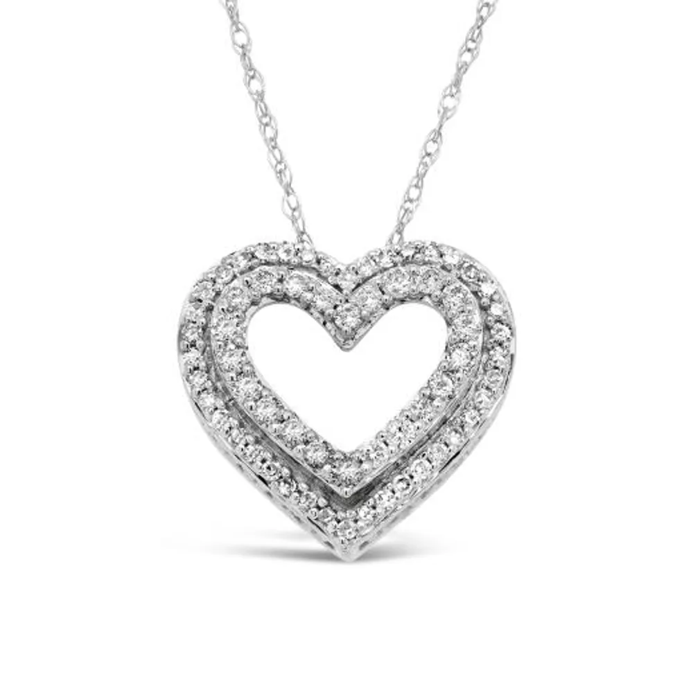 10K White Gold 0.23CTW Diamond Heart Pendant