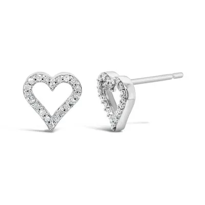 Sterling Silver 0.14CTW Diamond Heart Earrings