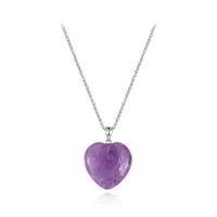 Sterling Silver 19" Amethyst Heart Pendant