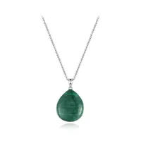 Sterling Silver 19" Malachite Pendant