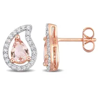 Julianna B Sterling Silver Rose Plated Morganite White Topaz Pear shape Earring