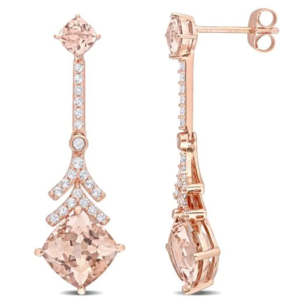 Julianna B 10K Rose Gold Morganite and White Topaz Fashion Post Earrings