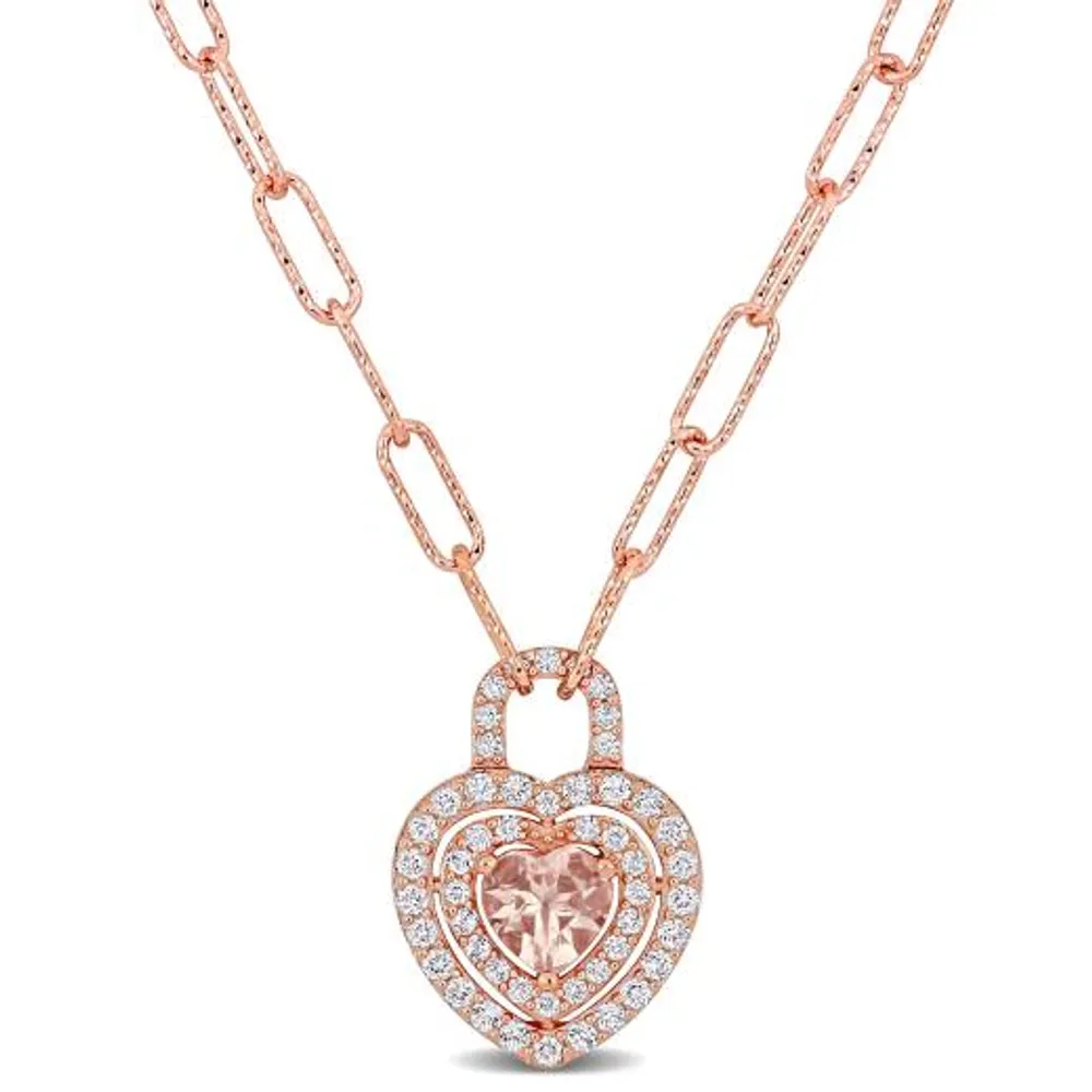 Julianna B Sterling Silver 18K Rose Gold Plated Morganite & White Topaz Necklace