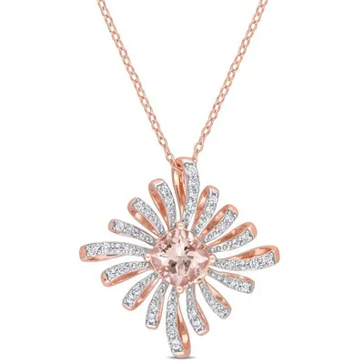 Julianna B Sterling Silver Rose Plated Morganite and White Topaz Necklace