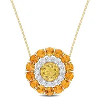 Julianna B Sterling Silver 18K Gold Plated Citrine and White Topaz 18" Pendant